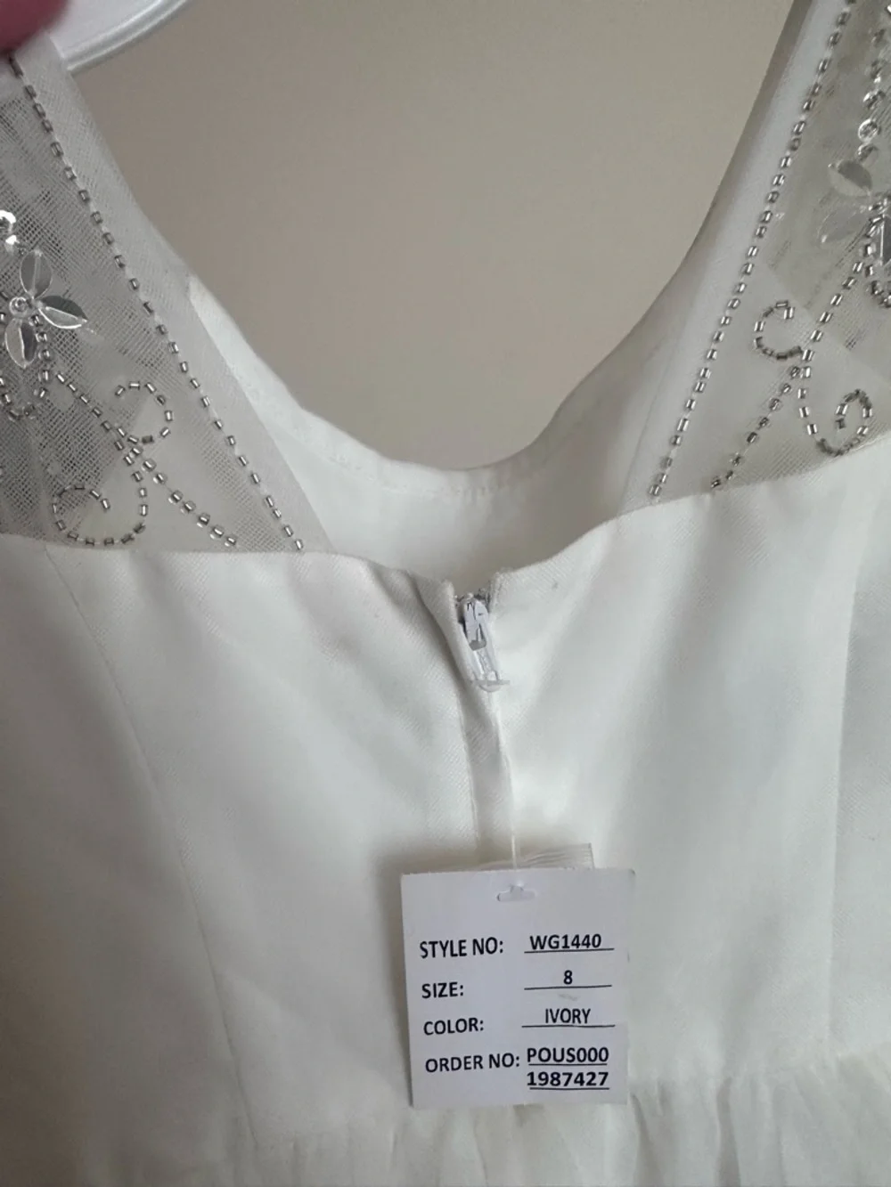 David’s Bridal DB Studio Flower Girl Dress Ivory Tulle Beaded Size 8 NWT - Picture 11 of 11